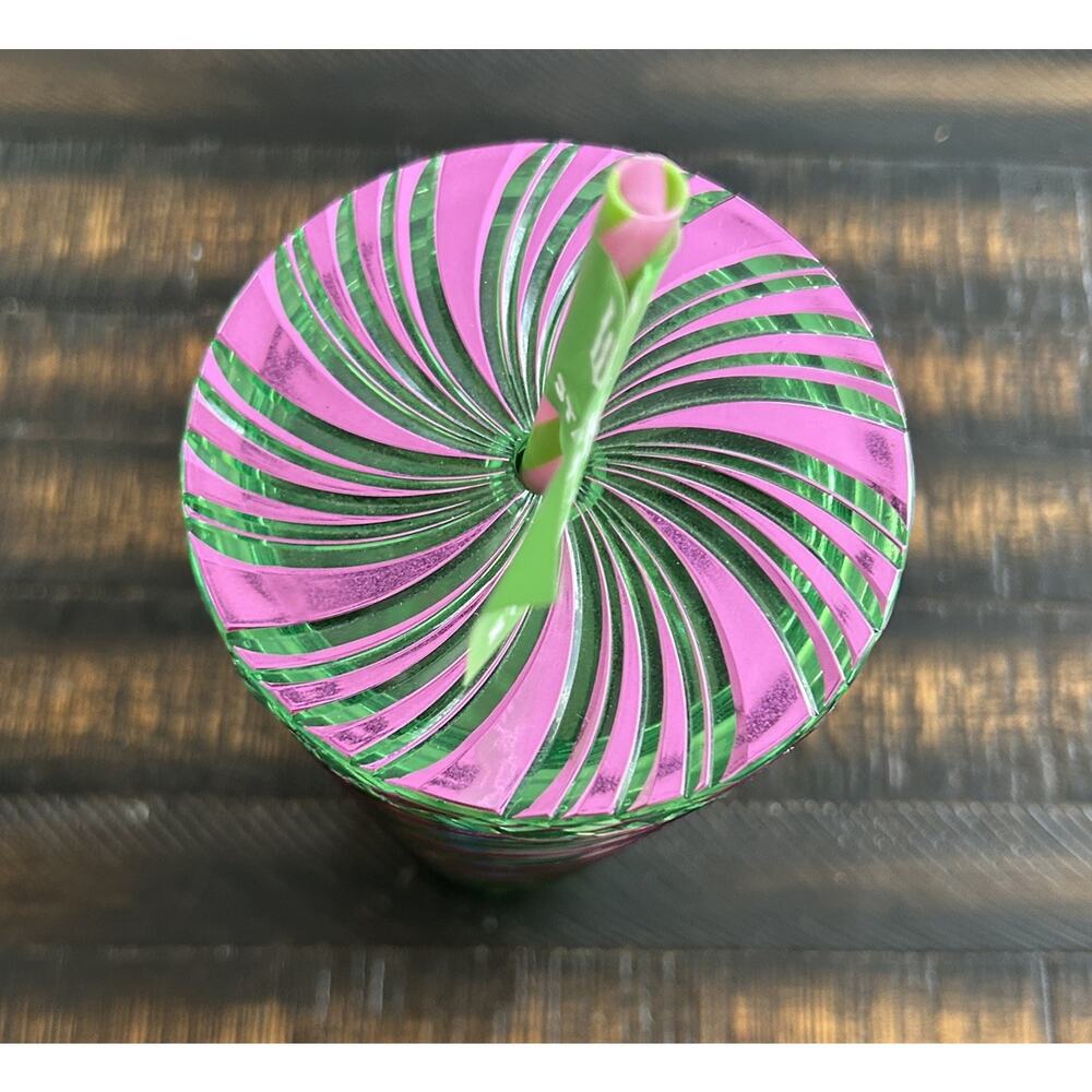 NEW! Starbucks Wicked Pink & Green Swirl 24 oz Tumbler with Straw - Picture 8 of 11